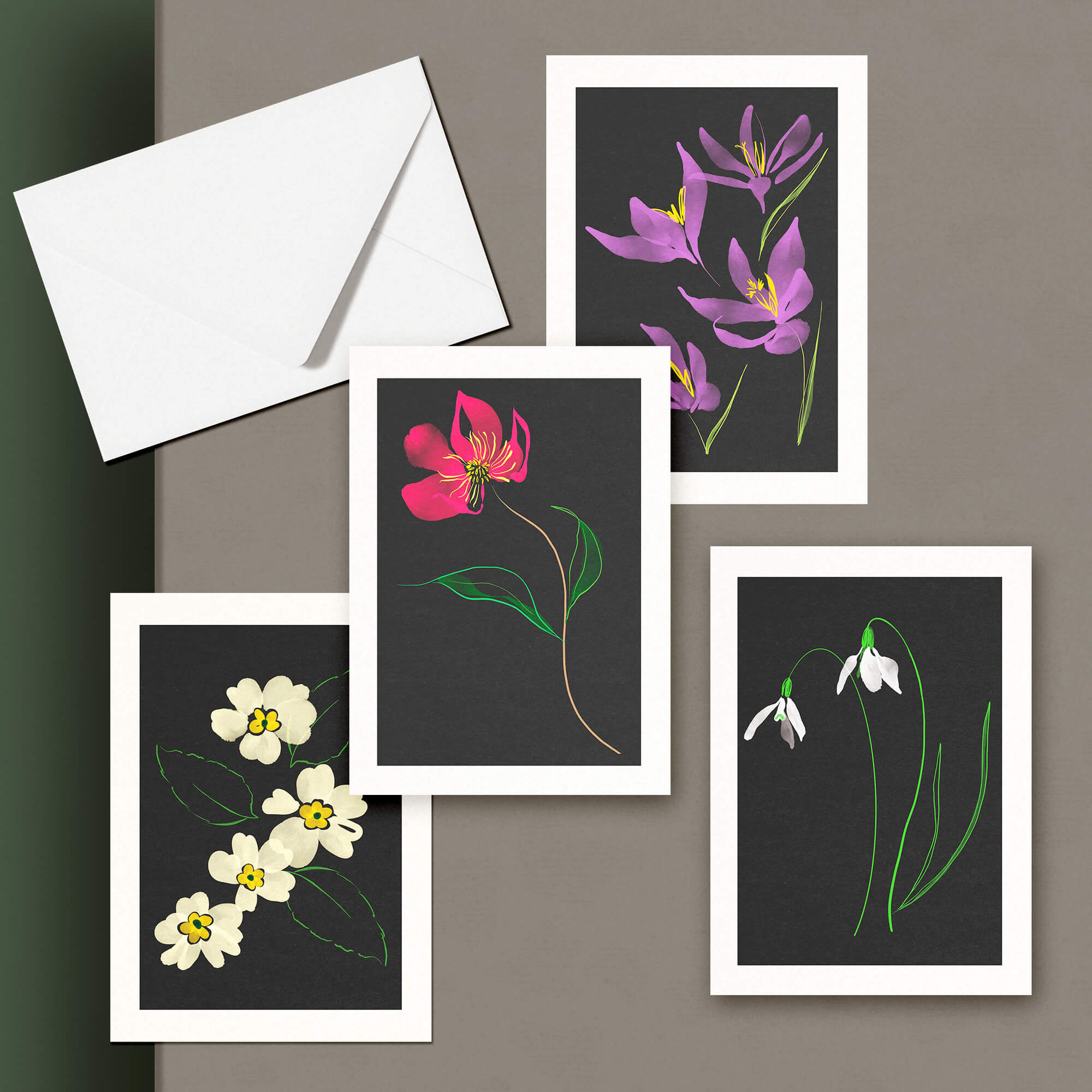 Catherine Toews Midnight FLORA Winter Garden Art Cards FLORA editions
